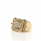 Men's Yellow Gold and Diamond Wide Ring